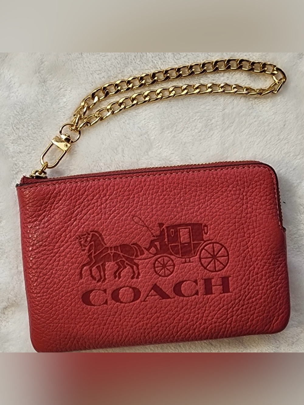 Coach Pink "Strawberry Haze" Pebbled Leather Wristlet Clutch
